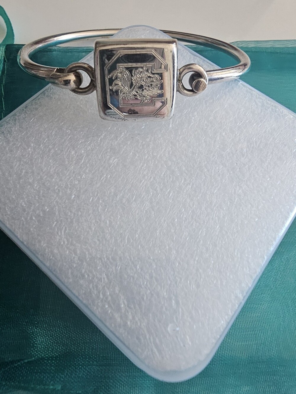 Sterling Silver South Carolina Gamecock Bangle Bracelet Set- Silver